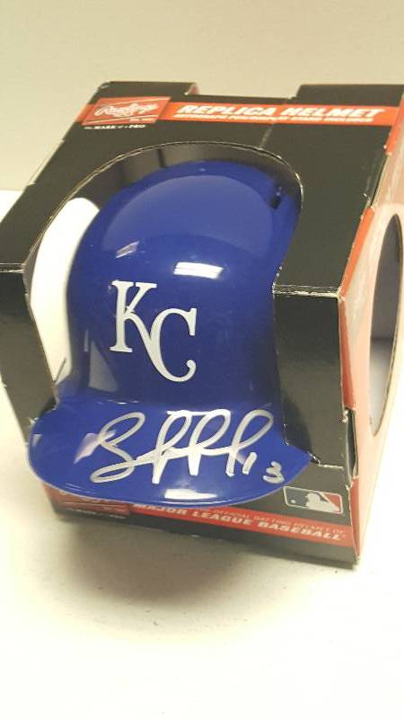 lot 1104 image: Salvador Perez Autographed Kansas City Royals Mini Batting Helmet w COA