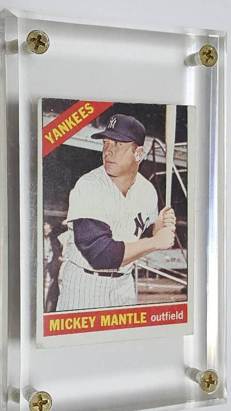 lot 1114 image: 1966 Topps Mickey Mantle #50 Vintage New York Yankees Baseball Card Book Value $350