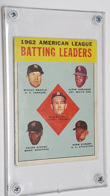lot 1120 image: 1963 Topps American League Batting Leaders #2 w Mickey Mantle