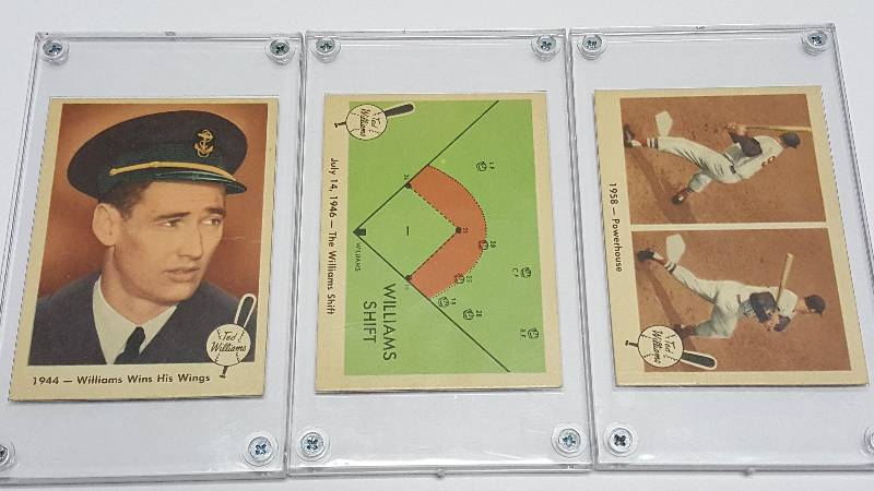 lot 1122 image: 1959 Fleer Ted Williams Lot of 3 Different Vintage Boston Red Sox Baseball Cards