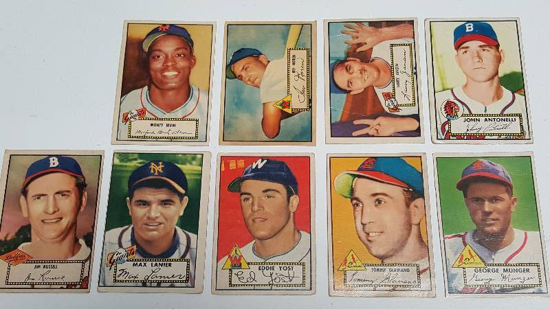 lot 1124 image: 1952 Topps Vintage Baseball Card Lot of 9 w Monte Irvin & Eddie Yost