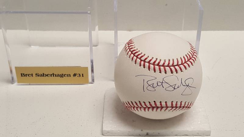 lot 1133 image: Bret Saberhagen Autographed Rawlings Official American League Baseball KC Royals w COA