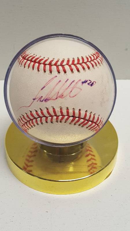 lot 1142 image: Frank White Autographed Rawlings Official American League Baseball KC Royals w COA