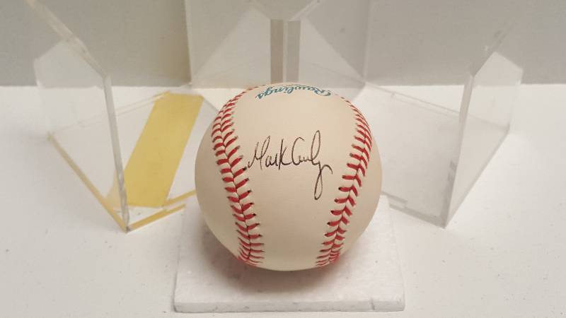 lot 1144 image: Mark Gubiza Autographed Rawlings Official American League Baseball KC Royals w COA