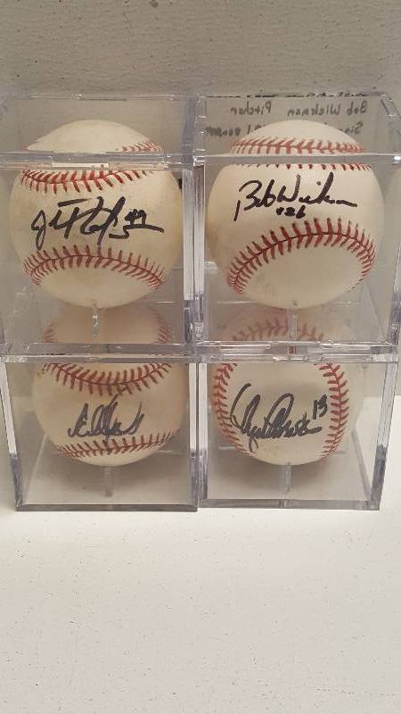 lot 1156 image: Autographed Rawlings Official Major League Baseball Lot of 4 w John Rocker & Lance Parrish
