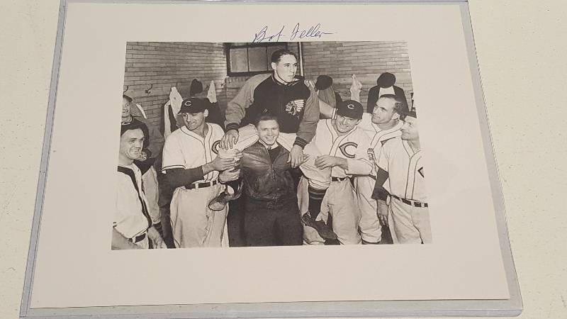 lot 1174 image: Bob Feller Autographed 8x10 B&W Print Cleveland Indians HOF w COA