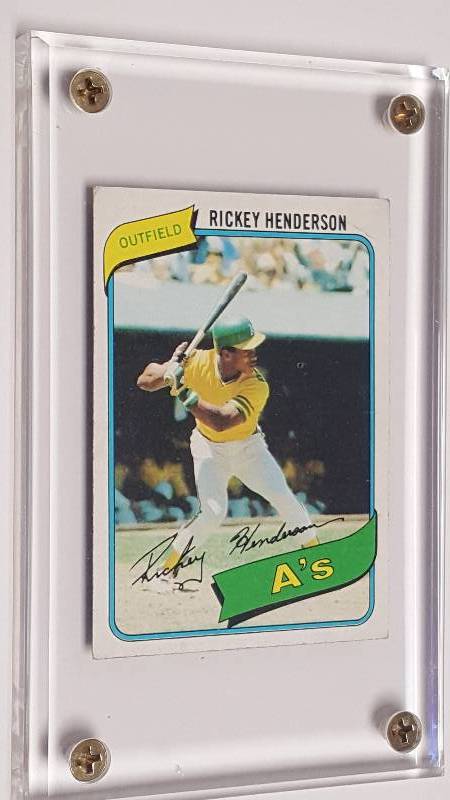 lot 1183 image: 1980 Topps Rickey Henderson #482 Rookie Card Oakland As Base Thief HOF