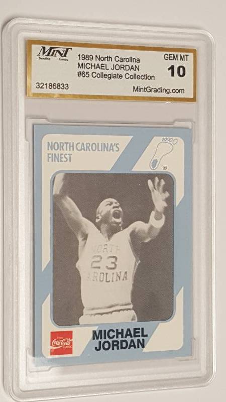 lot 1201 image: Michael Jordan 1989 North Carolina #65 Collegiate Collection Graded FGA Mint