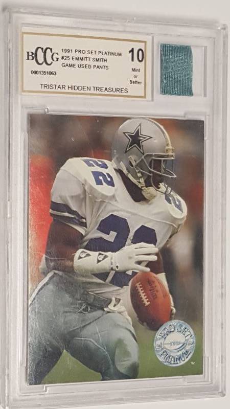 lot 1203 image: Emmitt Smith 1991 Platinum Game Used Pants Tri Star Relic Graded Beckett BCCG Mint