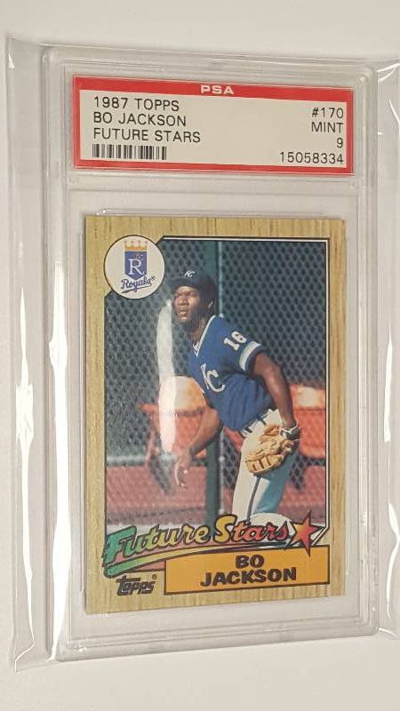 lot 1205 image: Bo Jackson 1987 Topps #170 Future Stars Card Graded PSA 9 Mint