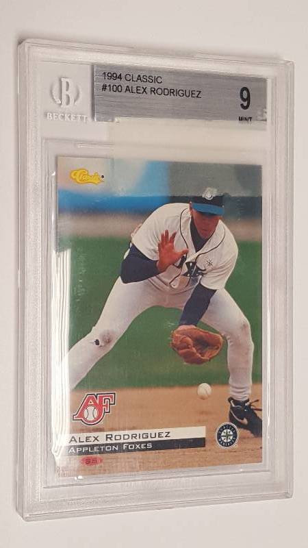 lot 1212 image: Alex Rodriguez 1994 Classic #100 Rookie Card Graded Beckett BGS 9 Mint