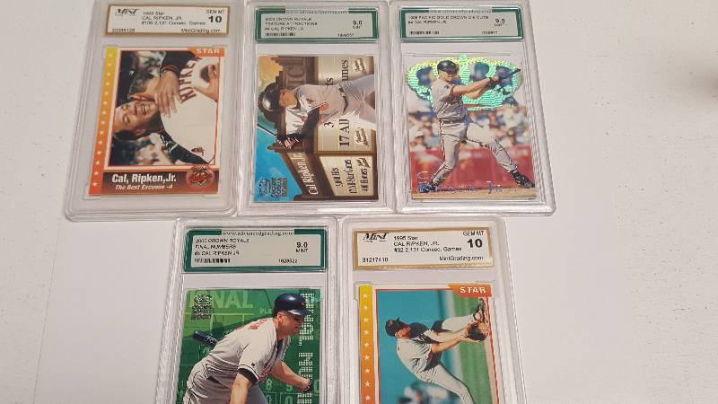 lot 1214 image: Graded Baseball Card Lot of 5 Different Cal Ripken Jr. w Inserts Advance & FGS Mint