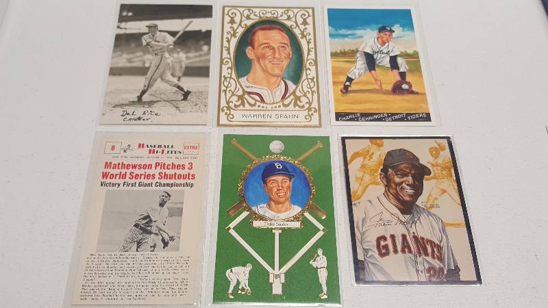 lot 1218 image: Hall of Fame Postcard & Oversize Baseball Card Lot of 6 w Willie Mays Duke Snider & Mathewson