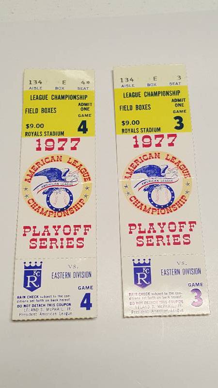 lot 1223 image: 1977 Kansas City Royals American League Game Ticket Stubs vs. NY Yankees