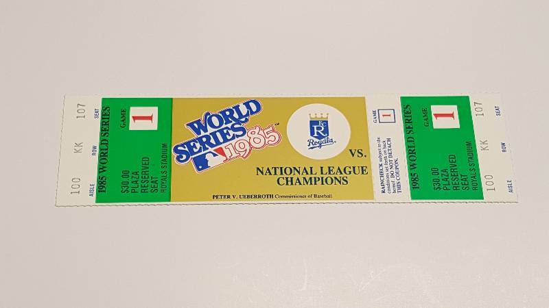 lot 1225 image: 1985 World Series Original Kansas City Royals Unused Ticket Game 1 Plaza Reserve