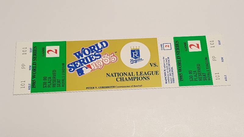 lot 1226 image: 1985 World Series Original Kansas City Royals Unused Ticket Game 2 Plaza Reserve