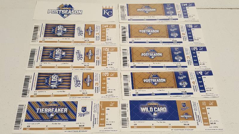 lot 1229 image: 2015 Kansas City Royals American League & Division Championship Lot of 7 Tickets All Home Games ALCS  ALDS