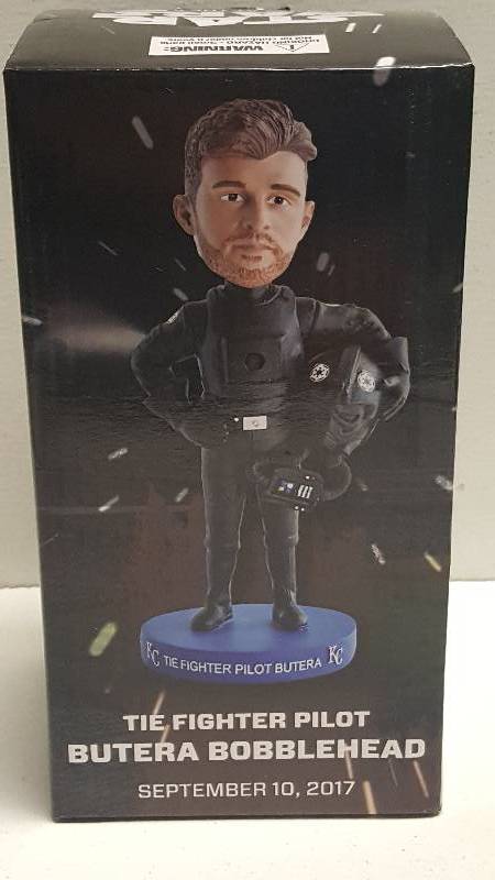 lot 1230 image: Drew Butera Kansas City Royals Star Wars Tie-Fighter Bobblehead 2017 SGA New