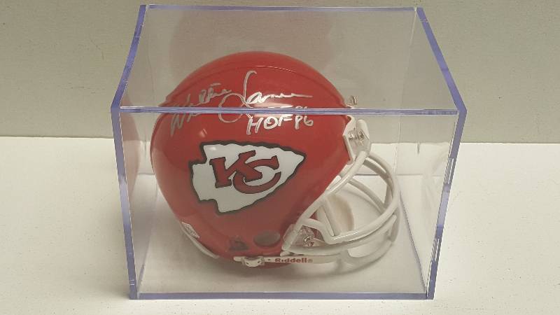 lot 1237 image: Willie Lanier Autographed Kansas City Chiefs Mini Helmet w HOF Inscription & COA