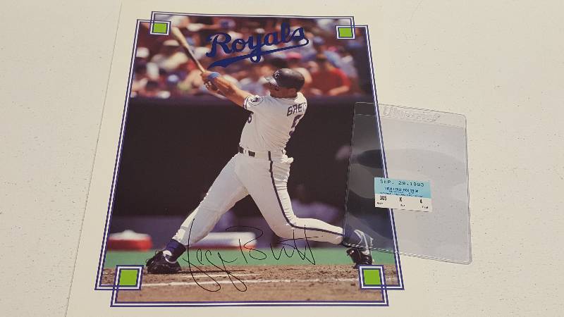 lot 1242 image: George Brett Kansas City Royals Stadium Final Game Ticket Stub Sept. 29, 1993 w SGA Card