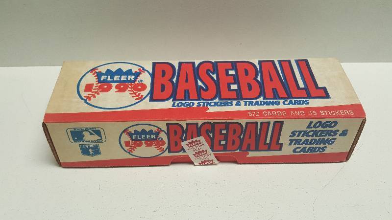 lot 1267 image: 1990 Fleer Baseball Complete 660 Card Factory Sealed Set w MLB Team Stickers