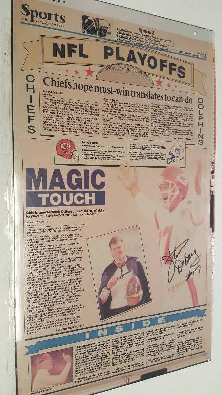 lot 1280 image: Steve DeBerg Autographed Kansas City Star 1991 Cel Proof Newspaper Front Page Prototype Chiefs