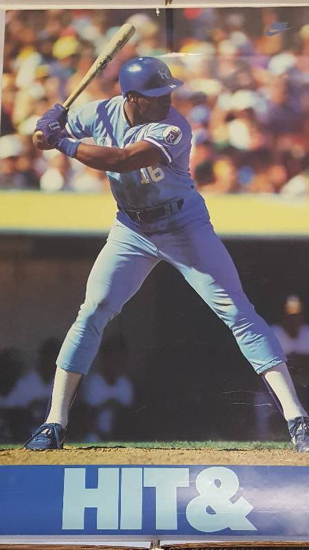 lot 1285 image: Bo Jackson 1980s Original Vintage Nike Poster Hit & Run Baseball Football Double Sided
