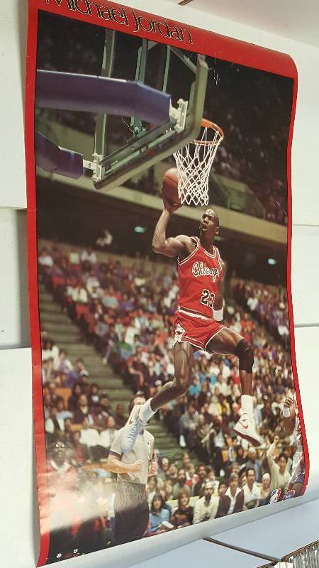 lot 1286 image: Michael Jordan 1980s Original Vintage Nike Basketball Poster Chicago Bulls  Bonus
