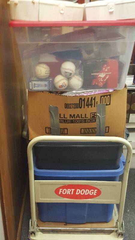 lot 1315 image: Four Large Totes Full of Sports Cards & Sports Related Items Bulk Lot Extravaganza