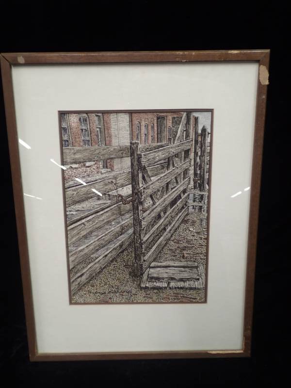 lot 2232 image: Watercolor  To be Replaced by New Sports  Arena signed by Howard Deardorff