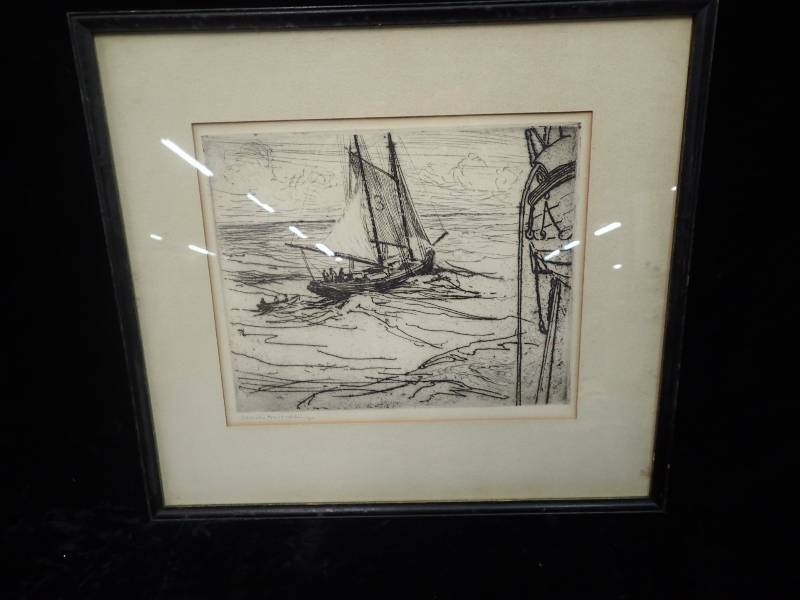 lot 2236 image: The Pilat orginal Etching by Charles Woodbury