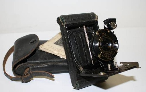 lot 2335 image: Eastman Kodak Model B Camera Brown Leather Comes With Original Case