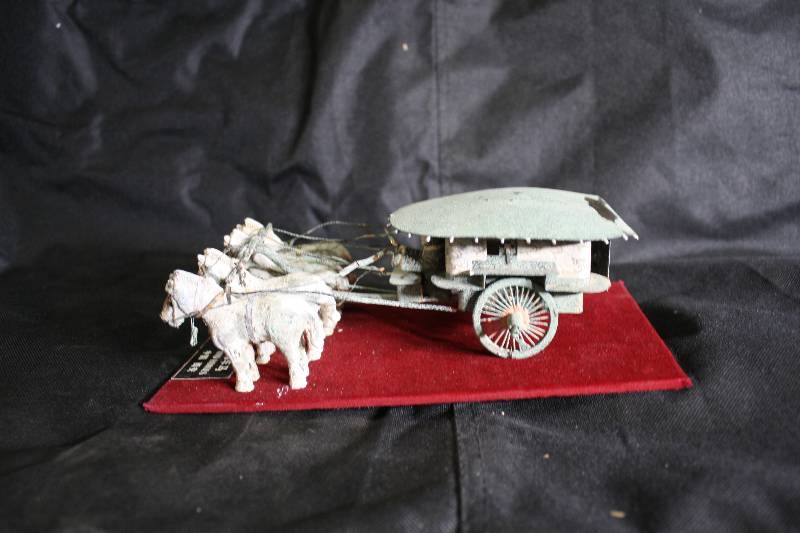 lot 2202 image: Japanese Bronze Chariot and Horses