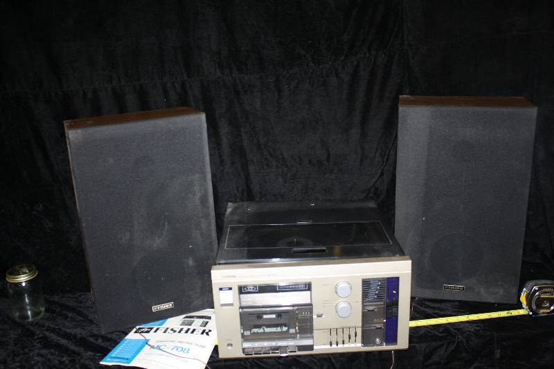 lot 2405 image: Fisher Turntable and Receiver wit h Speakers