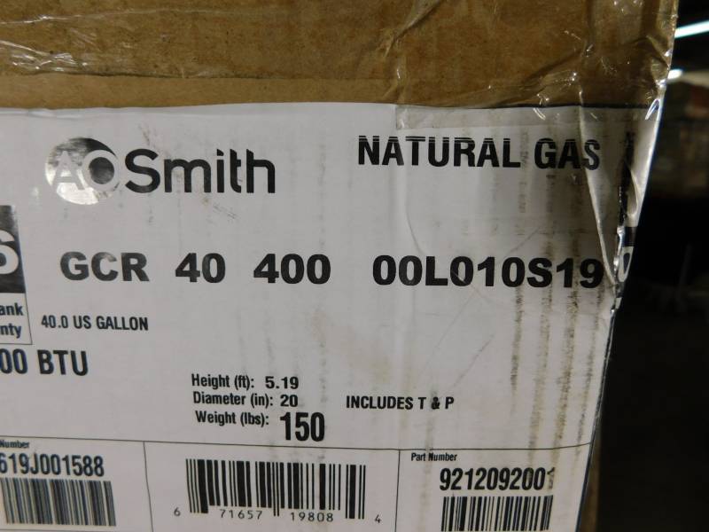 AO Smith GCR-40 - 40 Gal - 40000 BTU ProMax Hot Water Heater | Huge  Undelivered Freight Auction ~ Air Compressors ~ Water Heaters ~ Outdoor  Furniture And More | Equip-Bid