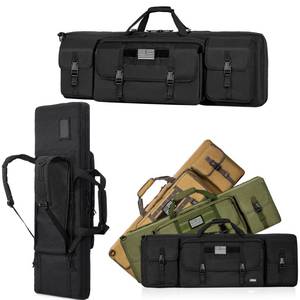 lot 19377 image: LASUK Double Rifle Case, Portable Long Rifle Bag for Outdoor Hunting Shooting, Firearm Transportation Available Length in 36(Black1)