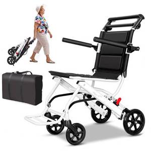 lot 19419 image: UU-ZHANG (only 15lb) Super Lightweight Transport Wheelchair. Easy to Travel, Locking Hand Brakes, User-Friendly, Folding, Portable. for Adults or Child (up to 220lbs) ��