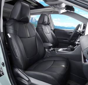 lot 19420 image: LuluDa Custom Fit RAV4 Seat Covers Full Set for Toyota RAV4 2019 2020 2021 2022 2023 2024 2025 LE Limited XLE Hybrid with Waterproof Faux Leather (Black, LU01-Hybrid)