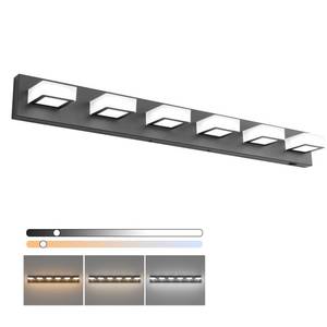 lot 19429 image: Ralbay 6 Lights Black Bathroom Lights Fixtures 40.4inch Dimmable 5 Color Temperature Black Acrylic Modern Matte Black Vanity Light for Bathroom
