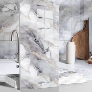 lot 19430 image: 10pcs 23.6x11.8 Marble Peel and Stick Waterproof Wall Panels (19.4 Sq. Ft. Coverage) - Heat-Resistant Backsplash Tile, PVC Wall Panels for Kitchen, Bathrooms, Living Rooms, Bedrooms, and TV Walls