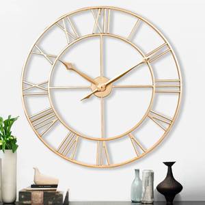 lot 19438 image: CLXEAST 30 Inch Wall Clock,Large Champagne Gold Metal Roman Numeral Wall Clock, Modern Wall Clocks for Living Room Decor