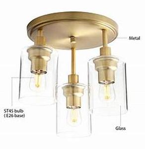 lot 19383 image: Pathson 3-Light Brass Light Fixture XL108-X