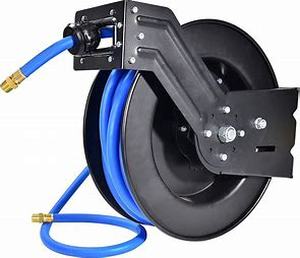 lot 19410 image: Retractable Air Hose Reel with 2550 Hose, Spring-Driven Auto Rewind