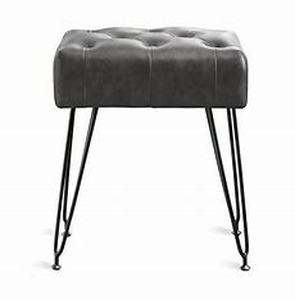 lot 19423 image: BETUX Tufted Vanity Stool with Metal Legs