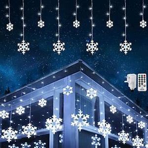 lot 19425 image: LED Snowflake Icicle Lights 16.4ft Waterproof with 8 Lighting Modes