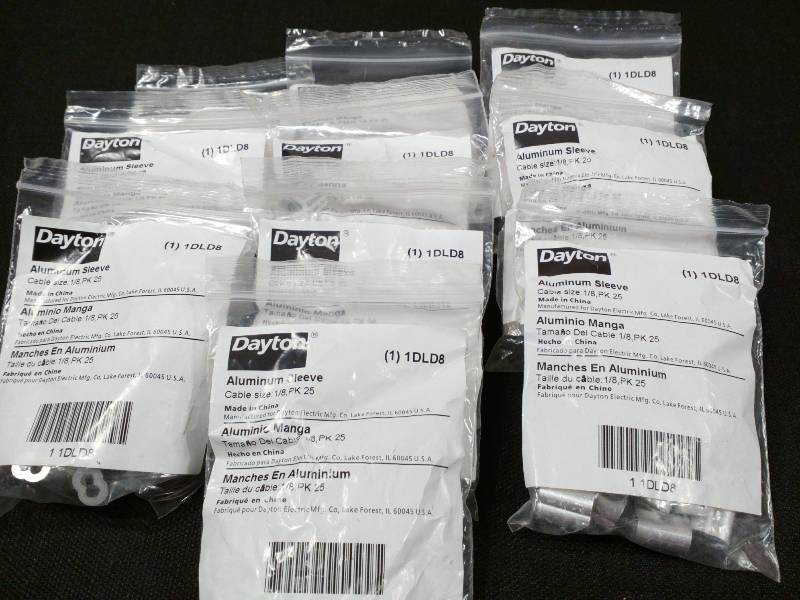 lot 98 image: Dayton Aluminum Sleeves for Cable Size 18 1DLD8