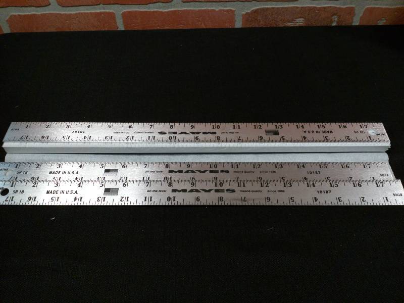 lot 99 image: Mayes 18 Level Straight Edge Metal Rulers SR18 10187