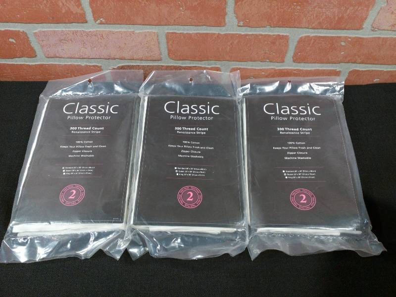 lot 112 image: Classic Pillow Protectors Renaissance Stripe 300 Thread Count 300TC STR PLW PROT