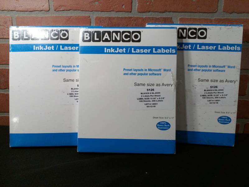 lot 205 image: Blanco LaserInkjet General Purpose Paper Labels DL-8555