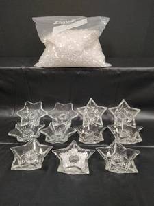 lot 110 image: Glass Star-Shaped Votive Candle Holders with Beads